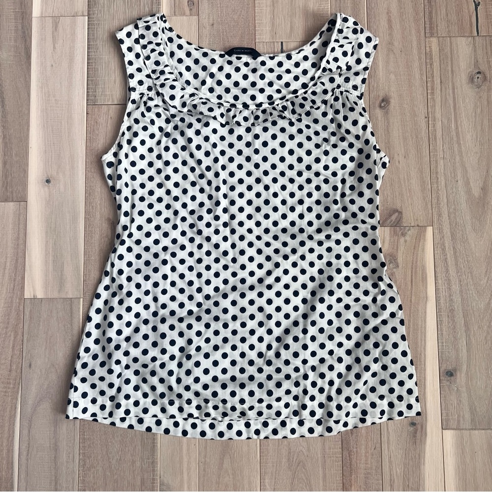 Tommy Hilfiger polka dot ruffled top/ blouse/ tank size M